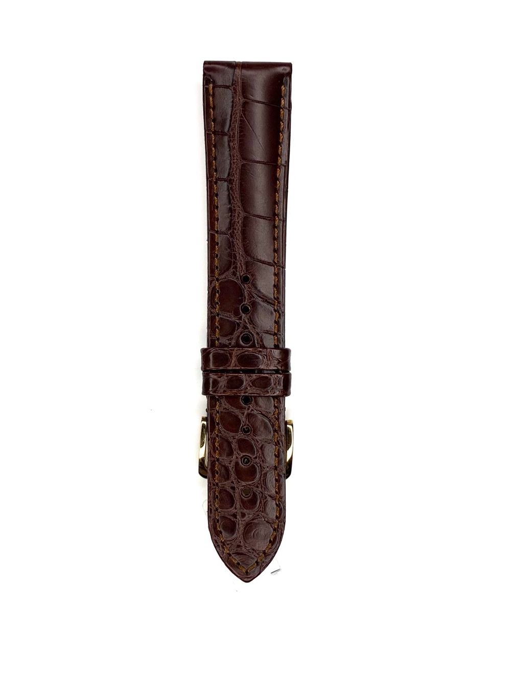 Hirsch Genuine Alligator Watch Strap 20mm - Dark Brown L